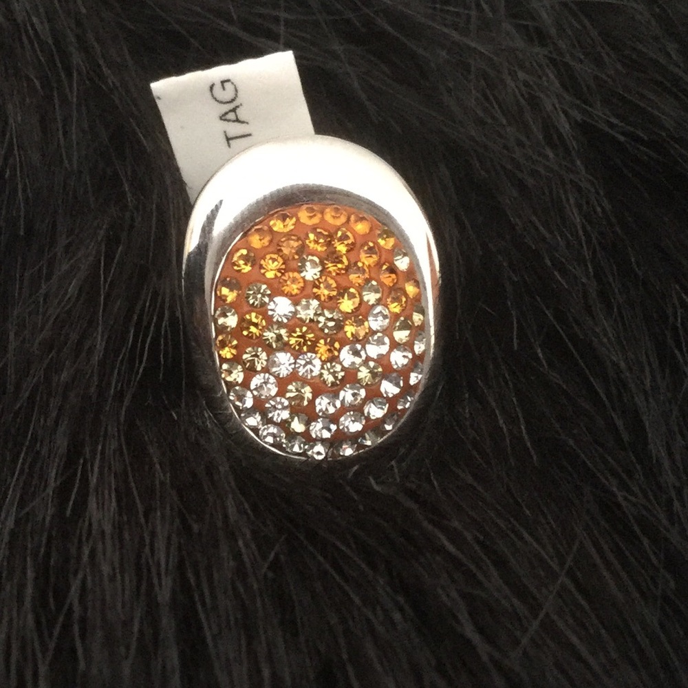 Orange Pavé Austrian Crystal Ring Sz 11